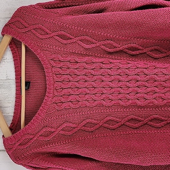 H&M dusty dark rose reverse knit cable knit scooped neck sweater Size Large - Picture 2 of 5